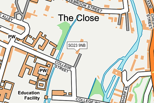 SO23 9NB map - OS OpenMap – Local (Ordnance Survey) SO23 9NB map - OS OpenMap – Local (Ordnance Survey)