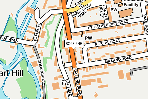 SO23 9NE map - OS OpenMap – Local (Ordnance Survey) SO23 9NE map - OS OpenMap – Local (Ordnance Survey)