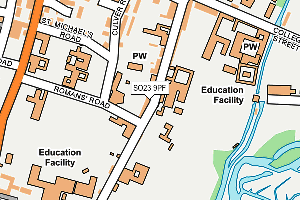 SO23 9PF map - OS OpenMap – Local (Ordnance Survey) SO23 9PF map - OS OpenMap – Local (Ordnance Survey)