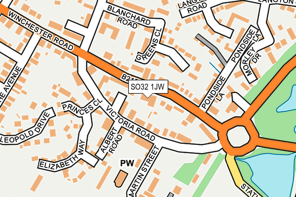 SO32 1JW map - OS OpenMap – Local (Ordnance Survey) SO32 1JW map - OS OpenMap – Local (Ordnance Survey)