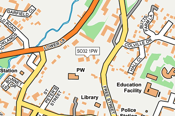 SO32 1PW map - OS OpenMap – Local (Ordnance Survey) SO32 1PW map - OS OpenMap – Local (Ordnance Survey)
