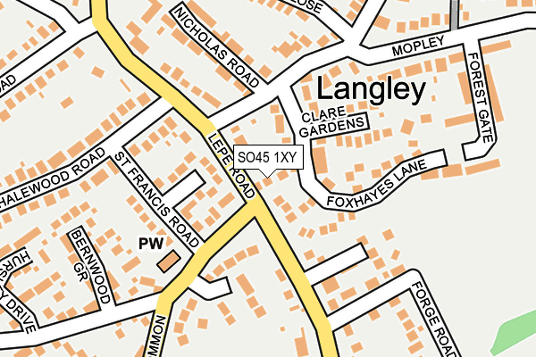 SO45 1XY map - OS OpenMap – Local (Ordnance Survey) SO45 1XY map - OS OpenMap – Local (Ordnance Survey)