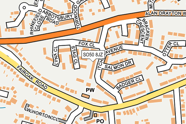 SO50 8JZ map - OS OpenMap – Local (Ordnance Survey) SO50 8JZ map - OS OpenMap – Local (Ordnance Survey)