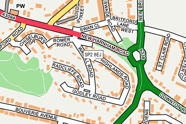 SP2 8EJ map - OS OpenMap – Local (Ordnance Survey) SP2 8EJ map - OS OpenMap – Local (Ordnance Survey)