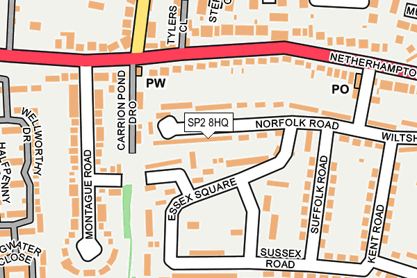 SP2 8HQ map - OS OpenMap – Local (Ordnance Survey) SP2 8HQ map - OS OpenMap – Local (Ordnance Survey)