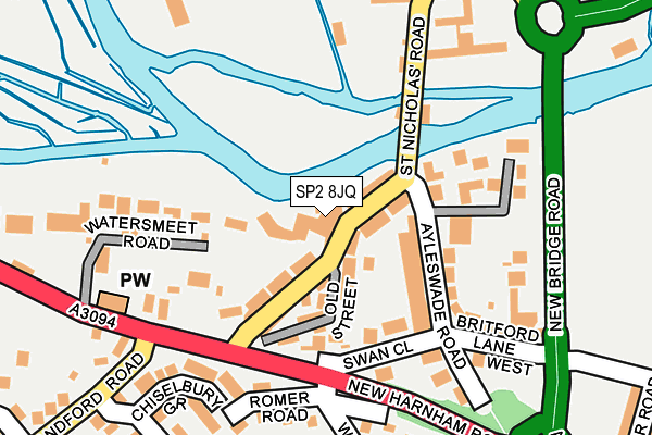 SP2 8JQ map - OS OpenMap – Local (Ordnance Survey) SP2 8JQ map - OS OpenMap – Local (Ordnance Survey)