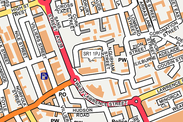SR1 1PJ map - OS OpenMap – Local (Ordnance Survey) SR1 1PJ map - OS OpenMap – Local (Ordnance Survey)