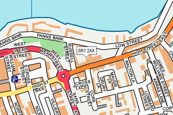 SR1 2AX map - OS OpenMap – Local (Ordnance Survey) SR1 2AX map - OS OpenMap – Local (Ordnance Survey)