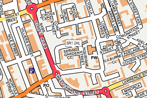 SR1 2HL map - OS OpenMap – Local (Ordnance Survey) SR1 2HL map - OS OpenMap – Local (Ordnance Survey)