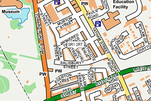SR1 2RT map - OS OpenMap – Local (Ordnance Survey) SR1 2RT map - OS OpenMap – Local (Ordnance Survey)