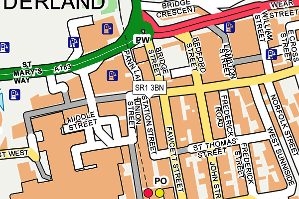 SR1 3BN map - OS OpenMap – Local (Ordnance Survey) SR1 3BN map - OS OpenMap – Local (Ordnance Survey)