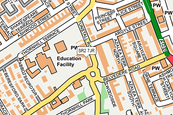 SR2 7JR map - OS OpenMap – Local (Ordnance Survey) SR2 7JR map - OS OpenMap – Local (Ordnance Survey)