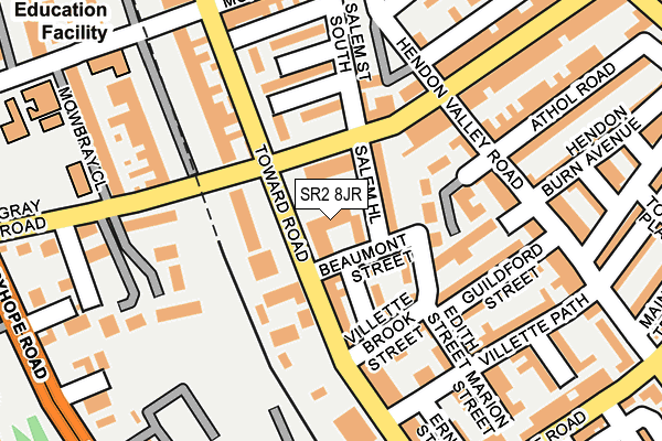 SR2 8JR map - OS OpenMap – Local (Ordnance Survey) SR2 8JR map - OS OpenMap – Local (Ordnance Survey)