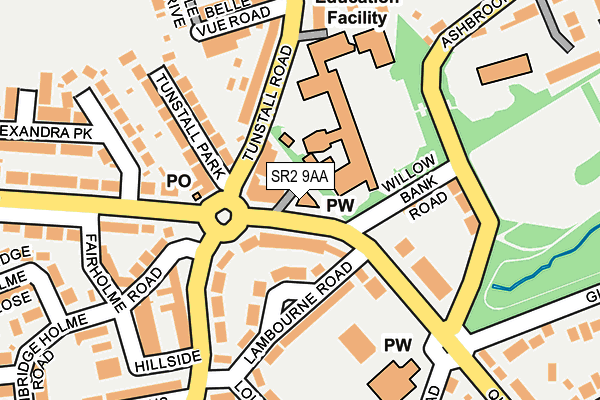 SR2 9AA map - OS OpenMap – Local (Ordnance Survey) SR2 9AA map - OS OpenMap – Local (Ordnance Survey)