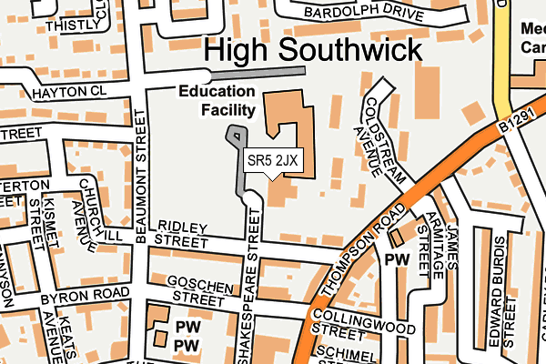 SR5 2JX map - OS OpenMap – Local (Ordnance Survey) SR5 2JX map - OS OpenMap – Local (Ordnance Survey)