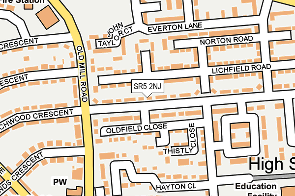 SR5 2NJ map - OS OpenMap – Local (Ordnance Survey)