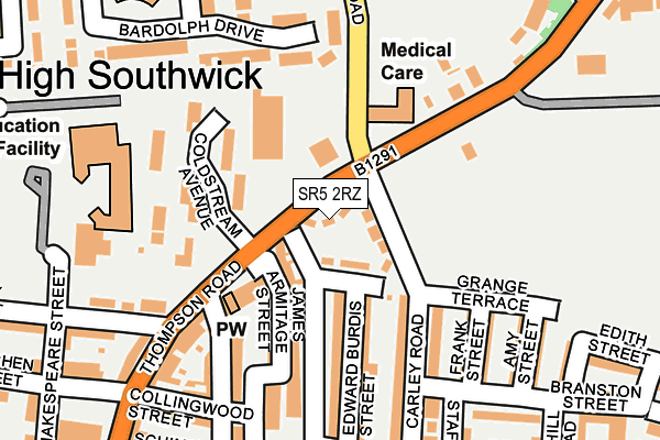SR5 2RZ map - OS OpenMap – Local (Ordnance Survey) SR5 2RZ map - OS OpenMap – Local (Ordnance Survey)