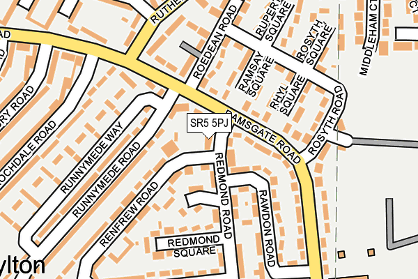 SR5 5PJ map - OS OpenMap – Local (Ordnance Survey) SR5 5PJ map - OS OpenMap – Local (Ordnance Survey)