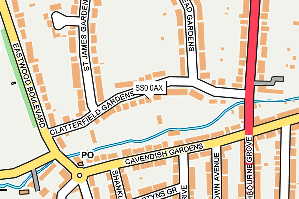 SS0 0AX map - OS OpenMap – Local (Ordnance Survey) SS0 0AX map - OS OpenMap – Local (Ordnance Survey)