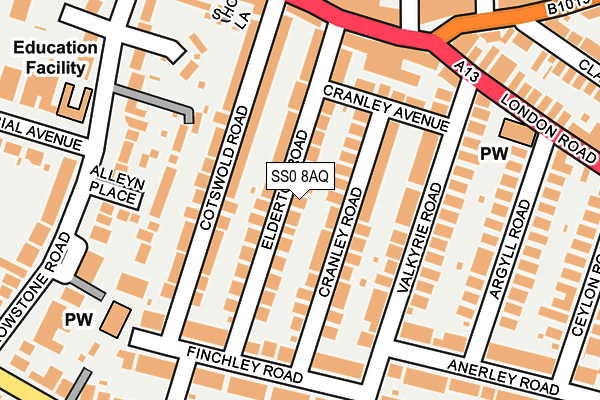 SS0 8AQ map - OS OpenMap – Local (Ordnance Survey) SS0 8AQ map - OS OpenMap – Local (Ordnance Survey)