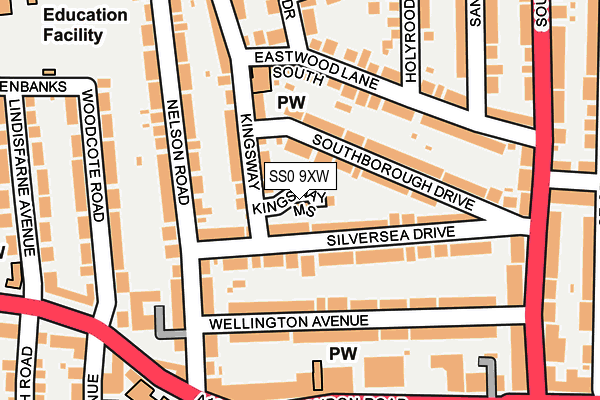 SS0 9XW map - OS OpenMap – Local (Ordnance Survey)