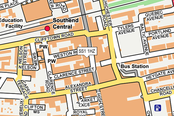 SS1 1HZ map - OS OpenMap – Local (Ordnance Survey)