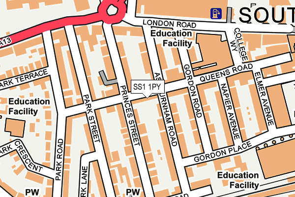 SS1 1PY map - OS OpenMap – Local (Ordnance Survey) SS1 1PY map - OS OpenMap – Local (Ordnance Survey)