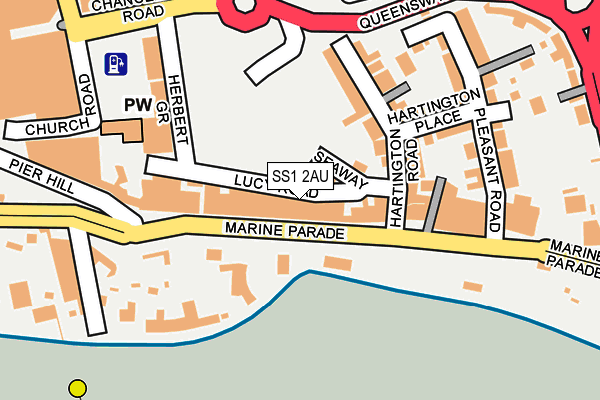 SS1 2AU map - OS OpenMap – Local (Ordnance Survey)