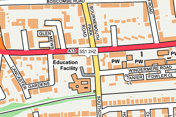 SS1 2HZ map - OS OpenMap – Local (Ordnance Survey) SS1 2HZ map - OS OpenMap – Local (Ordnance Survey)