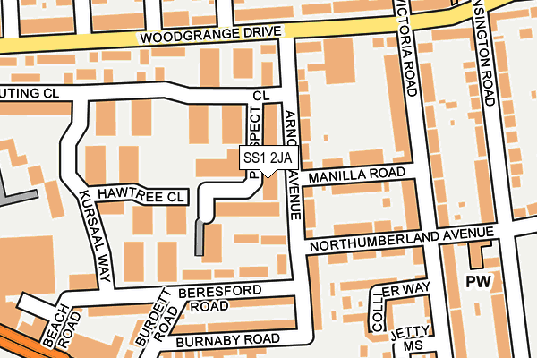 SS1 2JA map - OS OpenMap – Local (Ordnance Survey) SS1 2JA map - OS OpenMap – Local (Ordnance Survey)
