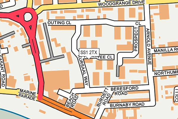 SS1 2TX map - OS OpenMap – Local (Ordnance Survey) SS1 2TX map - OS OpenMap – Local (Ordnance Survey)