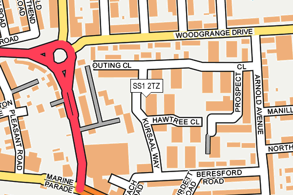 SS1 2TZ map - OS OpenMap – Local (Ordnance Survey) SS1 2TZ map - OS OpenMap – Local (Ordnance Survey)