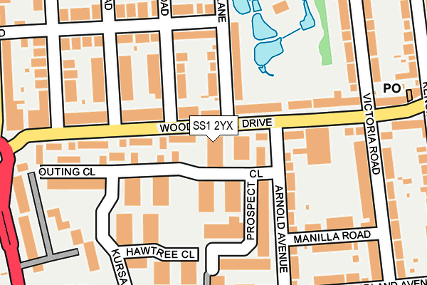 SS1 2YX map - OS OpenMap – Local (Ordnance Survey) SS1 2YX map - OS OpenMap – Local (Ordnance Survey)