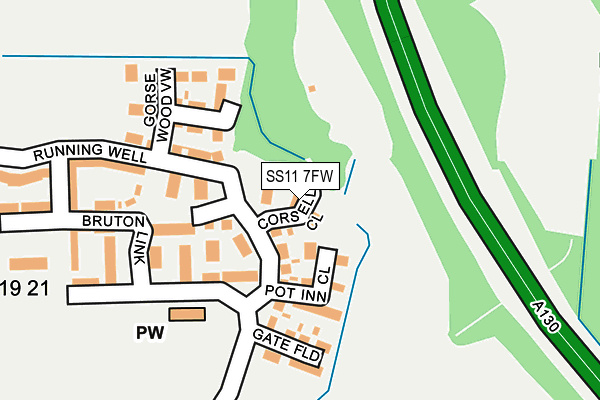SS11 7FW map - OS OpenMap – Local (Ordnance Survey) SS11 7FW map - OS OpenMap – Local (Ordnance Survey)