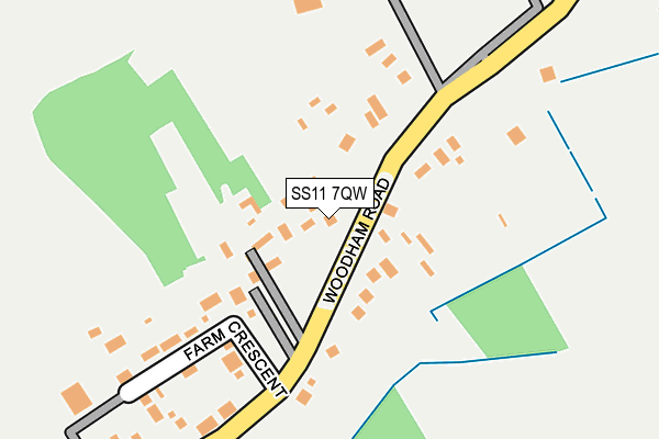 SS11 7QW map - OS OpenMap – Local (Ordnance Survey) SS11 7QW map - OS OpenMap – Local (Ordnance Survey)