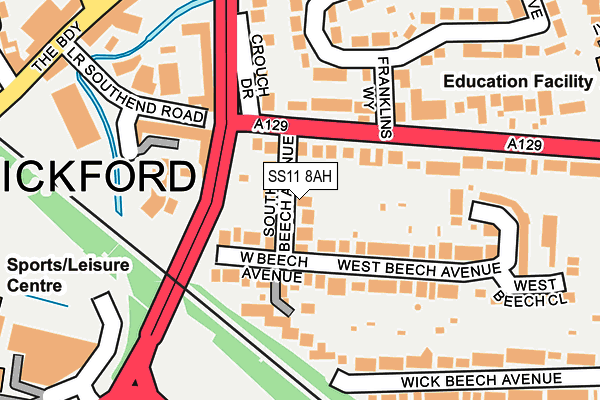 SS11 8AH map - OS OpenMap – Local (Ordnance Survey) SS11 8AH map - OS OpenMap – Local (Ordnance Survey)