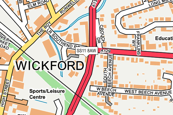 SS11 8AW map - OS OpenMap – Local (Ordnance Survey) SS11 8AW map - OS OpenMap – Local (Ordnance Survey)
