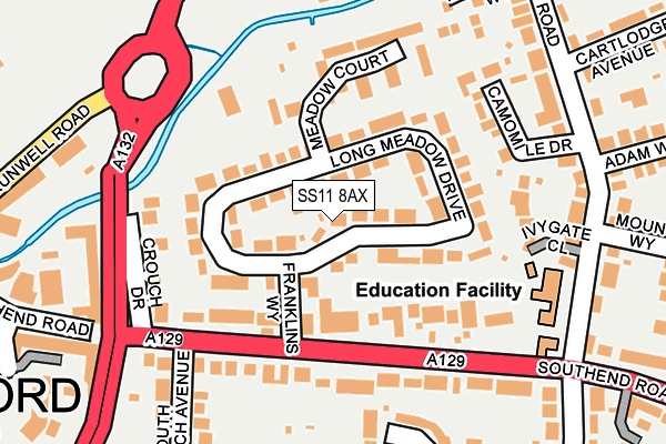 SS11 8AX map - OS OpenMap – Local (Ordnance Survey) SS11 8AX map - OS OpenMap – Local (Ordnance Survey)