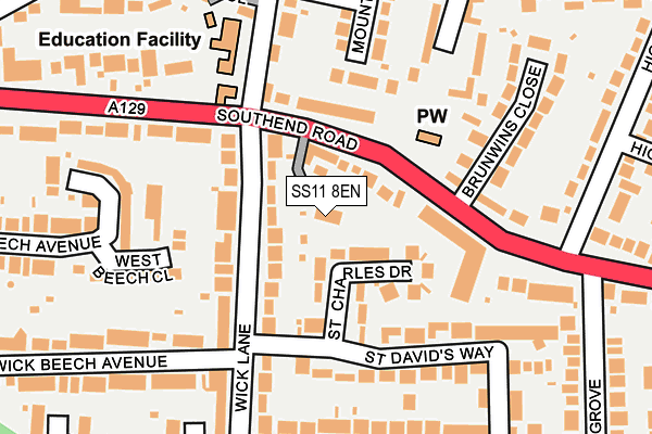 SS11 8EN map - OS OpenMap – Local (Ordnance Survey) SS11 8EN map - OS OpenMap – Local (Ordnance Survey)