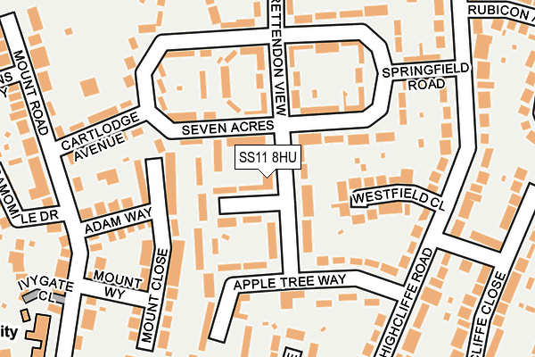 SS11 8HU map - OS OpenMap – Local (Ordnance Survey) SS11 8HU map - OS OpenMap – Local (Ordnance Survey)