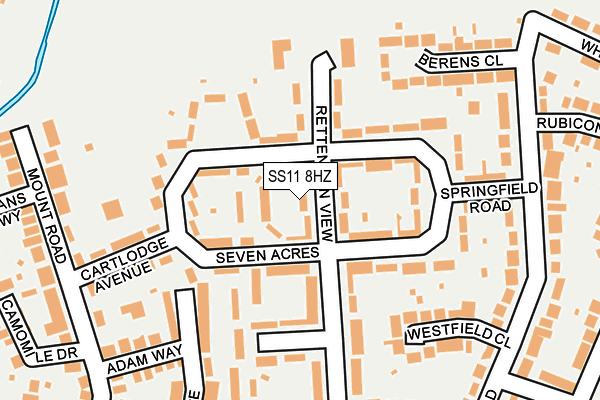 SS11 8HZ map - OS OpenMap – Local (Ordnance Survey) SS11 8HZ map - OS OpenMap – Local (Ordnance Survey)