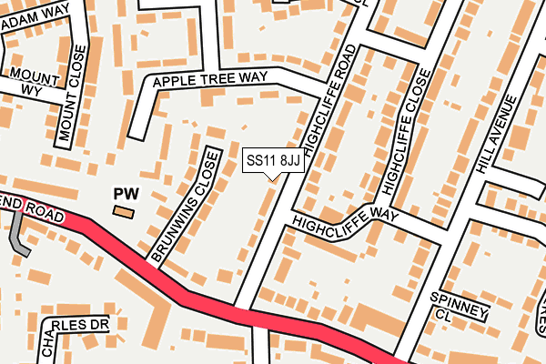 SS11 8JJ map - OS OpenMap – Local (Ordnance Survey) SS11 8JJ map - OS OpenMap – Local (Ordnance Survey)