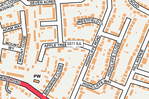 SS11 8JL map - OS OpenMap – Local (Ordnance Survey) SS11 8JL map - OS OpenMap – Local (Ordnance Survey)