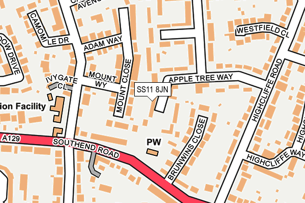 SS11 8JN map - OS OpenMap – Local (Ordnance Survey)
