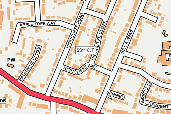 SS11 8JT map - OS OpenMap – Local (Ordnance Survey) SS11 8JT map - OS OpenMap – Local (Ordnance Survey)