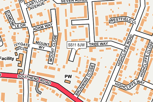 SS11 8JW map - OS OpenMap – Local (Ordnance Survey) SS11 8JW map - OS OpenMap – Local (Ordnance Survey)