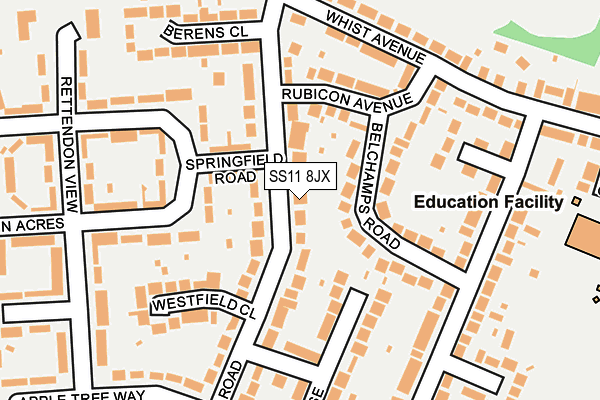 SS11 8JX map - OS OpenMap – Local (Ordnance Survey) SS11 8JX map - OS OpenMap – Local (Ordnance Survey)