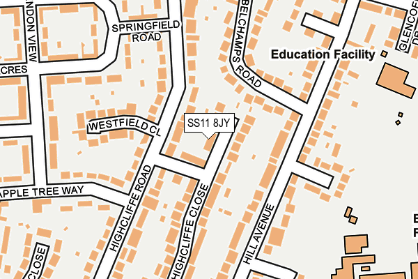 SS11 8JY map - OS OpenMap – Local (Ordnance Survey) SS11 8JY map - OS OpenMap – Local (Ordnance Survey)