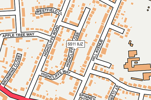 SS11 8JZ map - OS OpenMap – Local (Ordnance Survey) SS11 8JZ map - OS OpenMap – Local (Ordnance Survey)