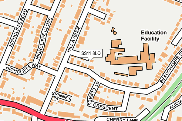SS11 8LQ map - OS OpenMap – Local (Ordnance Survey) SS11 8LQ map - OS OpenMap – Local (Ordnance Survey)